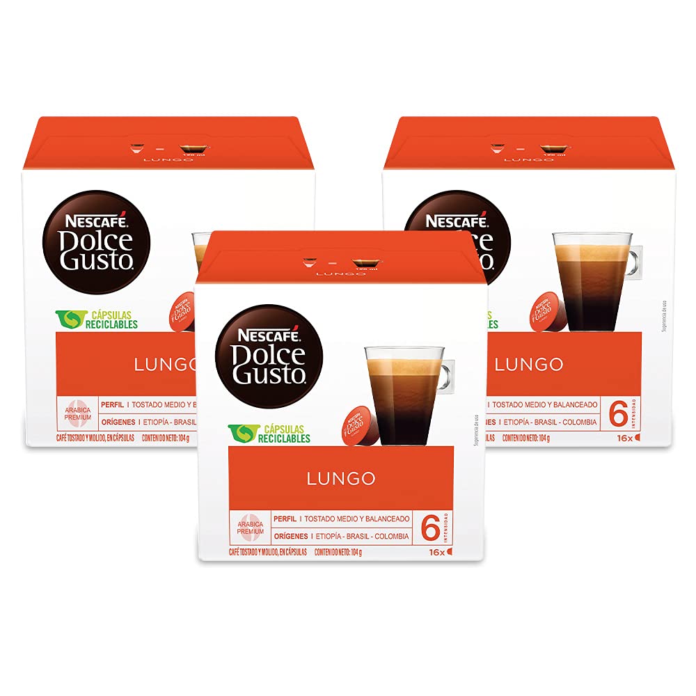NESCAFÉ Dolce Gusto Café Lungo capsules offer a quick, balanced long coffee.