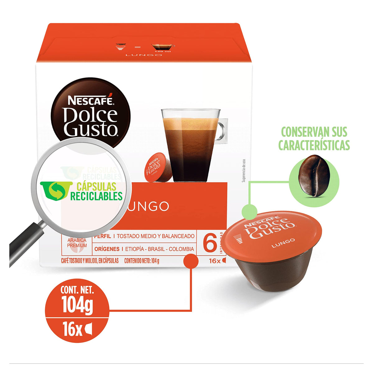 NESCAFÉ Dolce Gusto Café Lungo capsules are shelf-ready for guest-friendly, quick coffee moments.