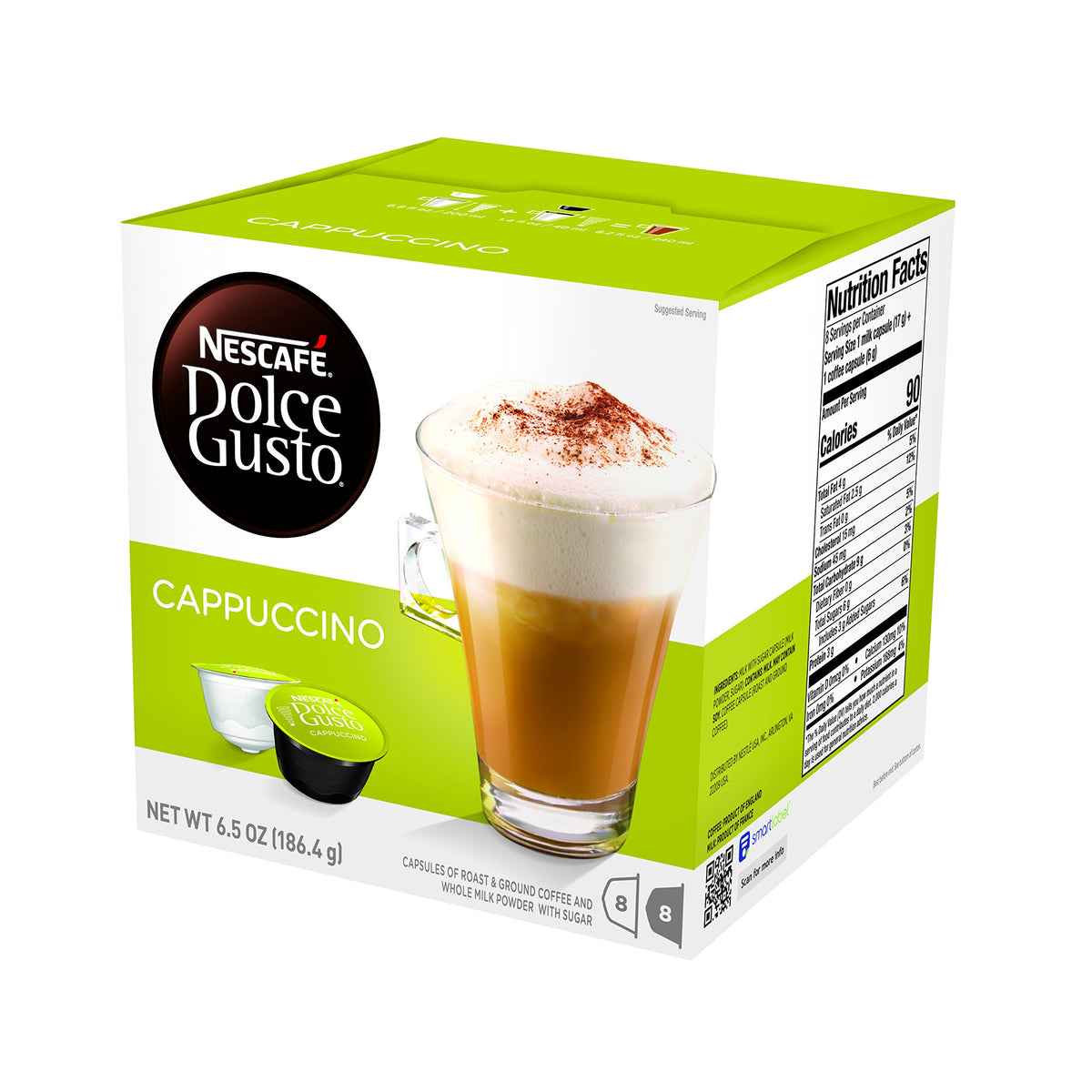 Nescafé Dolce Gusto Cappuccino espresso capsule pod for bold aroma and café-style espresso at home