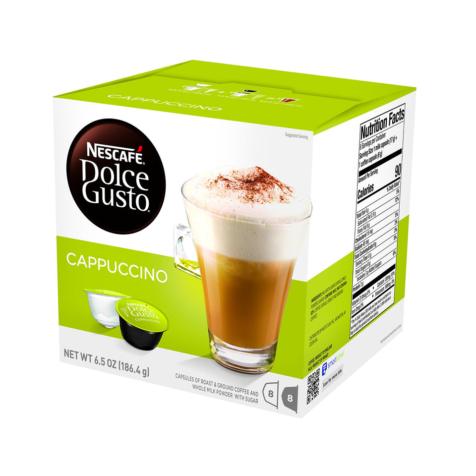 Nescafé Dolce Gusto Cappuccino espresso capsule pod for bold aroma and café-style espresso at home