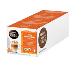 Nescafé Dolce Gusto caramel latte macchiato pods pack ready for quick, consistent cups.