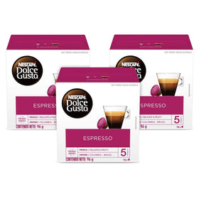Nescafé Dolce Gusto espresso pods packaging ready for quick brewing.