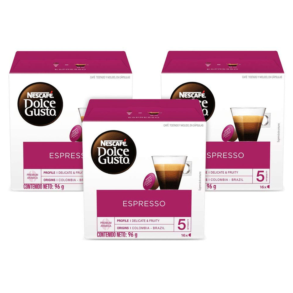 Nescafé Dolce Gusto espresso pods packaging ready for quick brewing.
