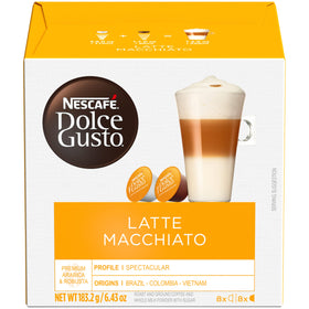 Nescafé Dolce Gusto Latte Macchiato velvety crema adds café-quality richness to each cup.