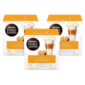 Nescafé Dolce Gusto Latte Macchiato espresso capsule close-up for a bold morning.