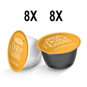 Nescafé Dolce Gusto Latte Macchiato espresso pour close-up highlights quick café-style output.