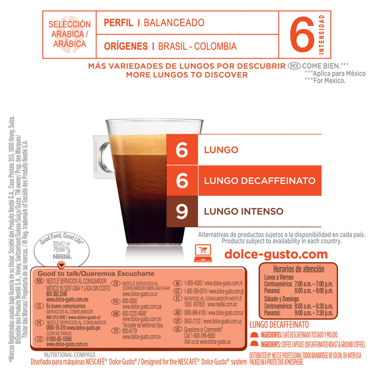 Nescafe Dolce Gusto Lungo Decaf aroma—fresh aroma with every brew.