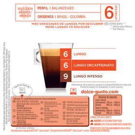 Nescafe Dolce Gusto Lungo Decaf aroma—fresh aroma with every brew.
