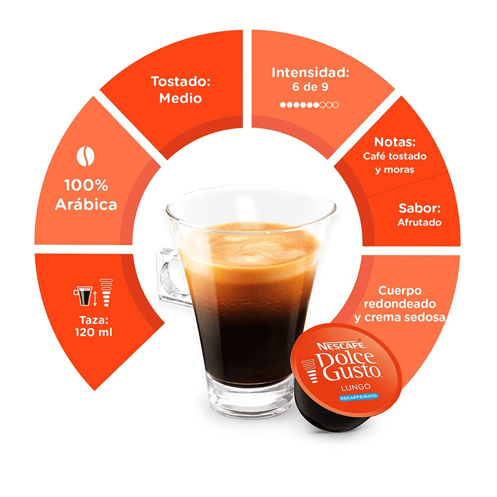 Nescafe Dolce Gusto Lungo Decaf espresso shot—balanced notes with decaf clarity.