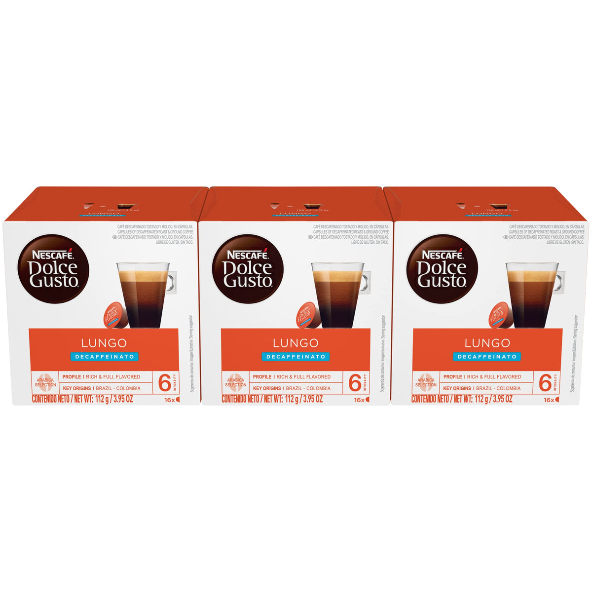 Nescafe Dolce Gusto Lungo Decaf recyclable capsules—TerraCycle program makes recycling easy.