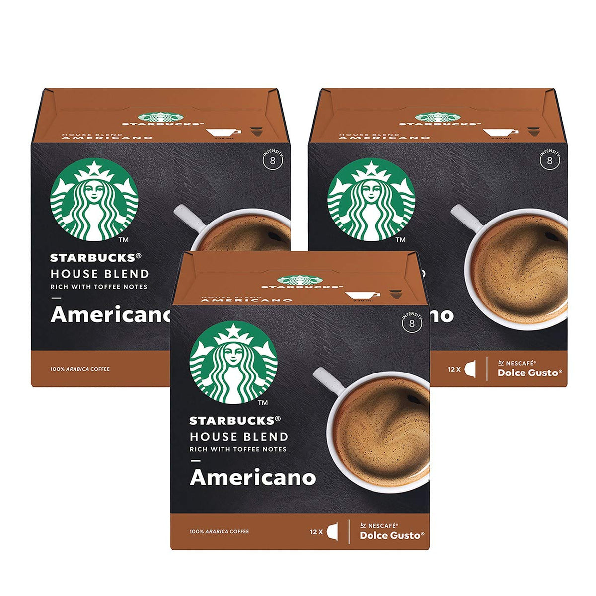NESCAFÉ Dolce Gusto Starbucks Americano House Blend box – quick mornings with café-quality flavor.