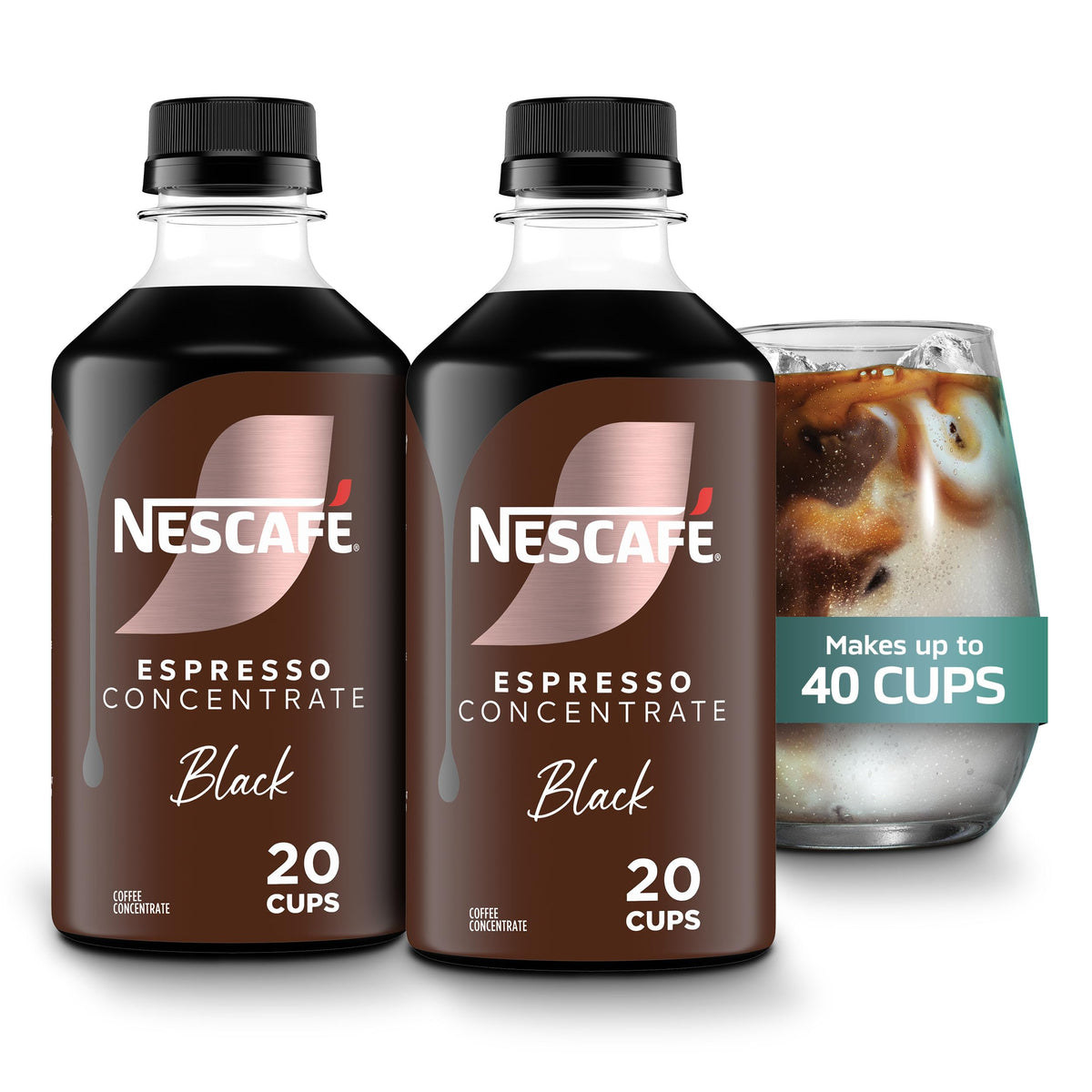 NESCAFÉ Espresso Concentrate Black bottle front view for cafe-style drinks at home.