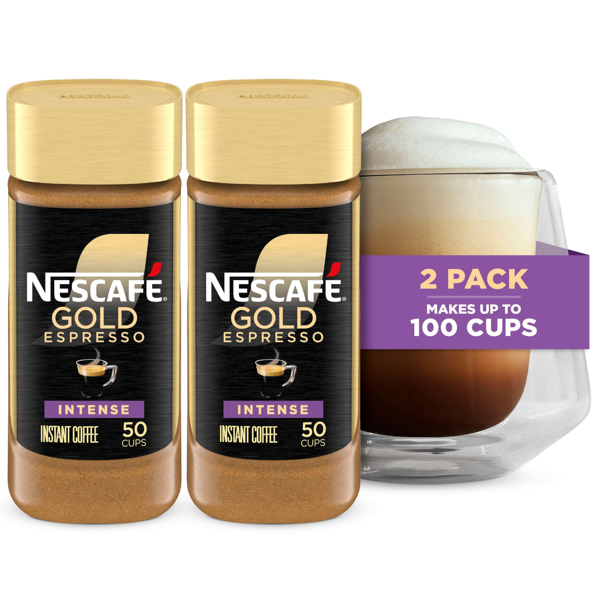 NESCAFÉ Gold Espresso Intense jar on the counter for quick, cafe-style mornings.
