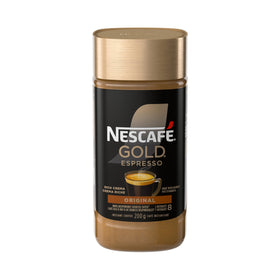 NESCAFÉ Gold Espresso jar showing premium packaging for quick mornings.