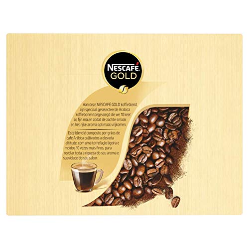 Nescafé Gold one-stick cup preparation demonstrates quick, ready-to-brew coffee.