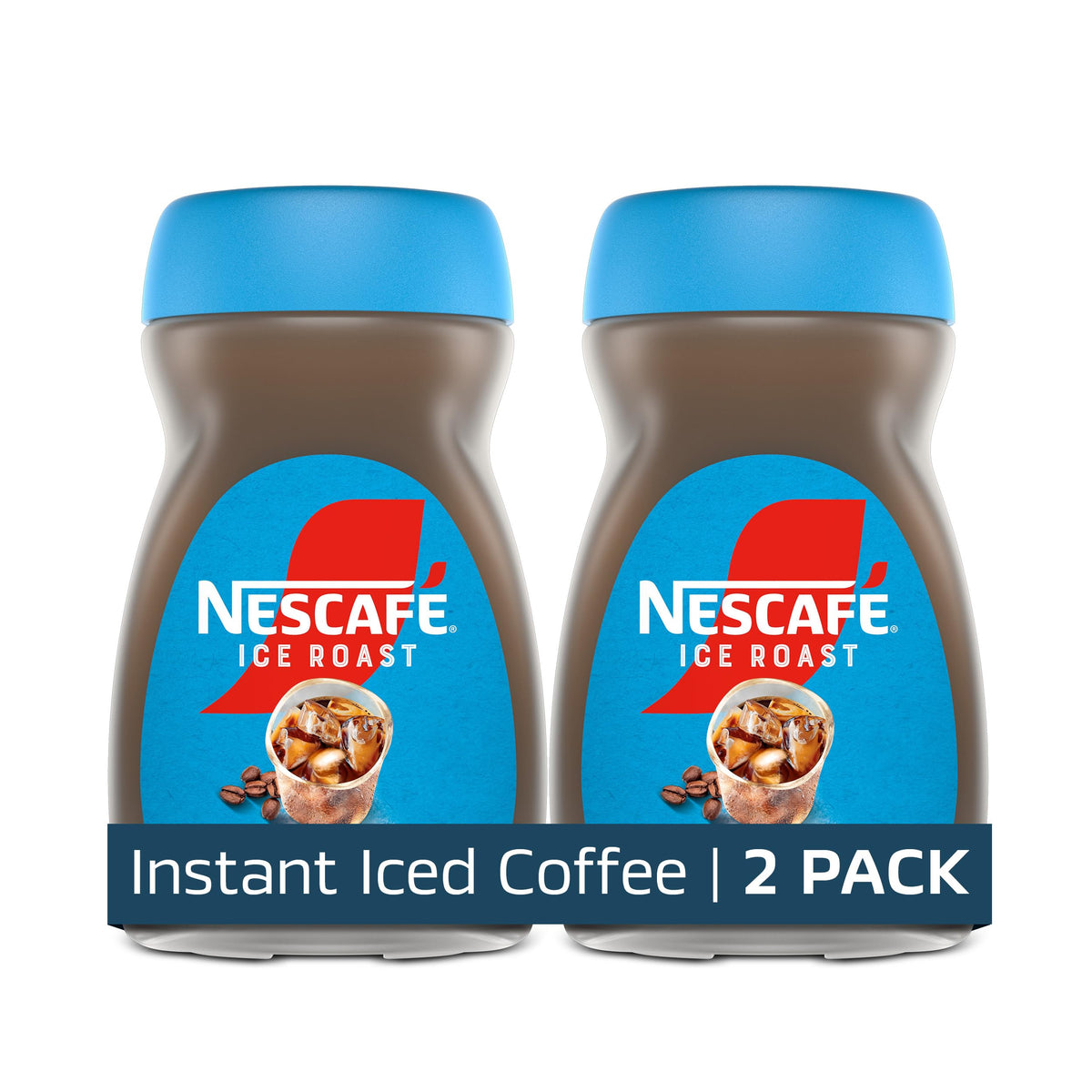 NESCAFÉ Ice Roast cups on shelf for quick iced coffee.