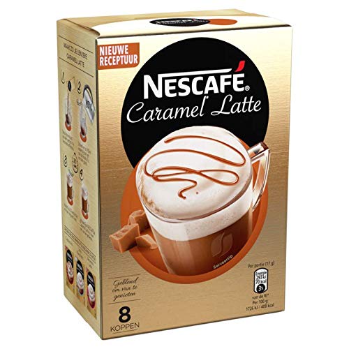 Nescafe Latte Caramel sticks packaging shows compact on-the-go format.