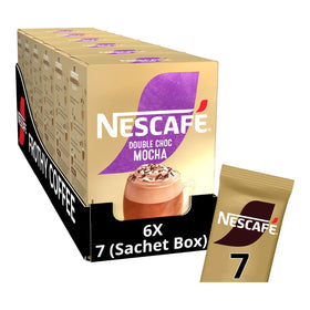 NESCAFÉ MOCHA Double Choco sachets pack six for convenient on-the-go indulgence.