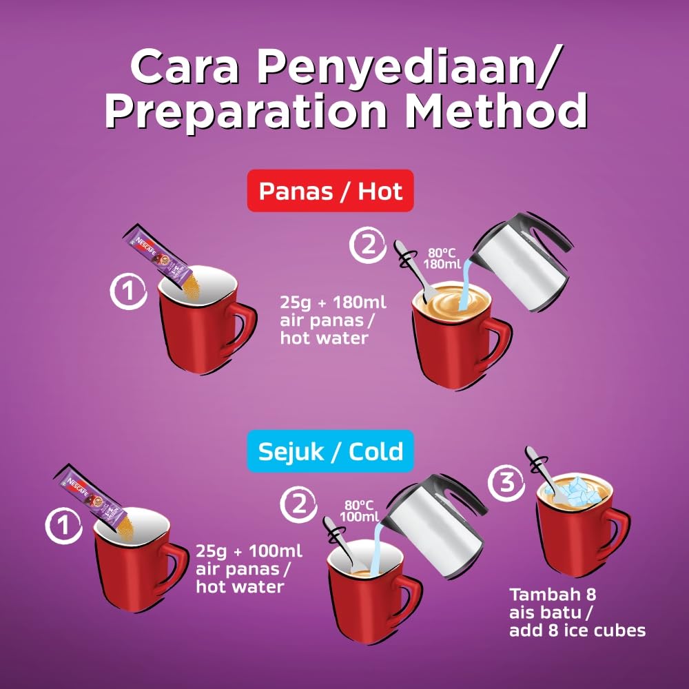 Nescafe mocha latte dissolve quickly with hot water for rich coffee.