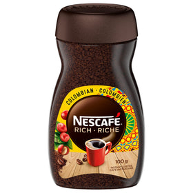 NESCAFE Rich Colombian jar close-up showing premium instant coffee for quick mornings