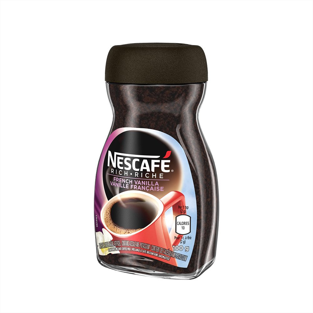 NESCAFÉ Rich packaging logo close-up showcases premium quality for everyday indulgence.