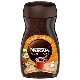 NESCAFÉ Rich Hazelnut instant coffee jar with aroma inviting morning energy.