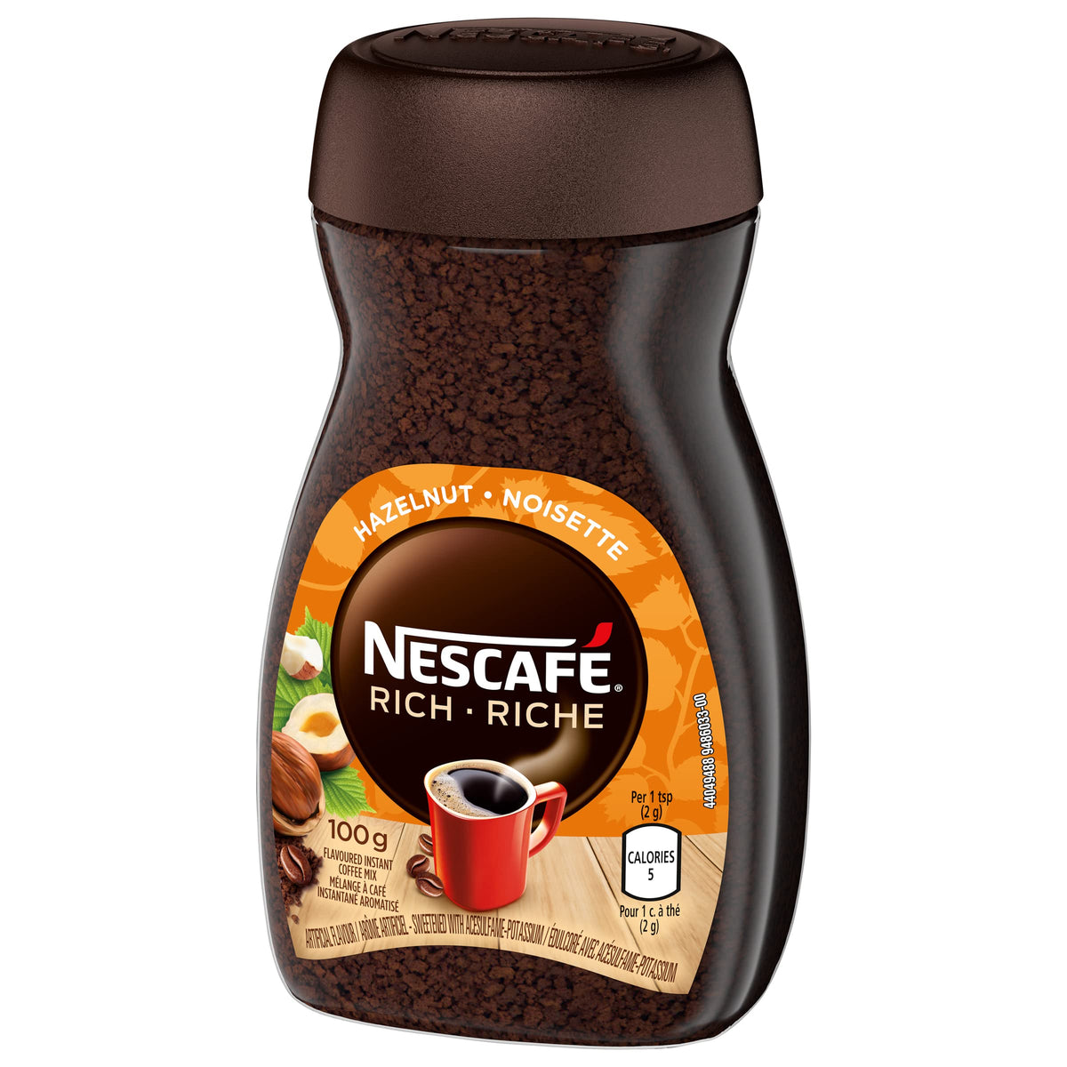 NESCAFÉ Rich Hazelnut jar packaging on shelf for everyday convenience.