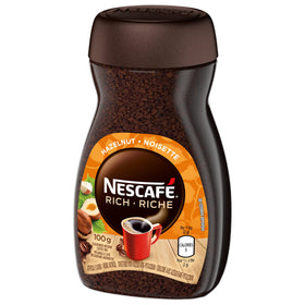 NESCAFÉ Rich Hazelnut jar packaging on shelf for everyday convenience.