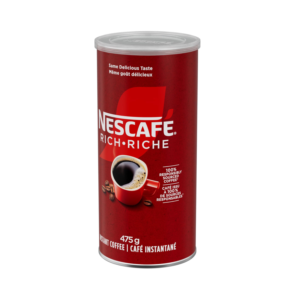 Steaming cup of Nescafe Rich coffee ready to enjoy at home.