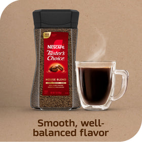 NESCAFÉ Taster's Choice House Blend instant coffee dispense demonstrates fast prep