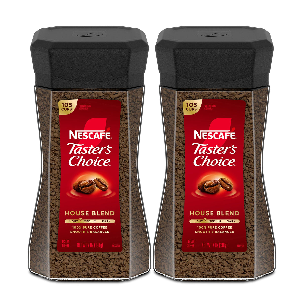 NESCAFÉ Taster's Choice House Blend jar front shows premium aroma for a quick morning cup