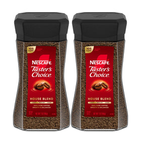 NESCAFÉ Taster's Choice House Blend jar front shows premium aroma for a quick morning cup