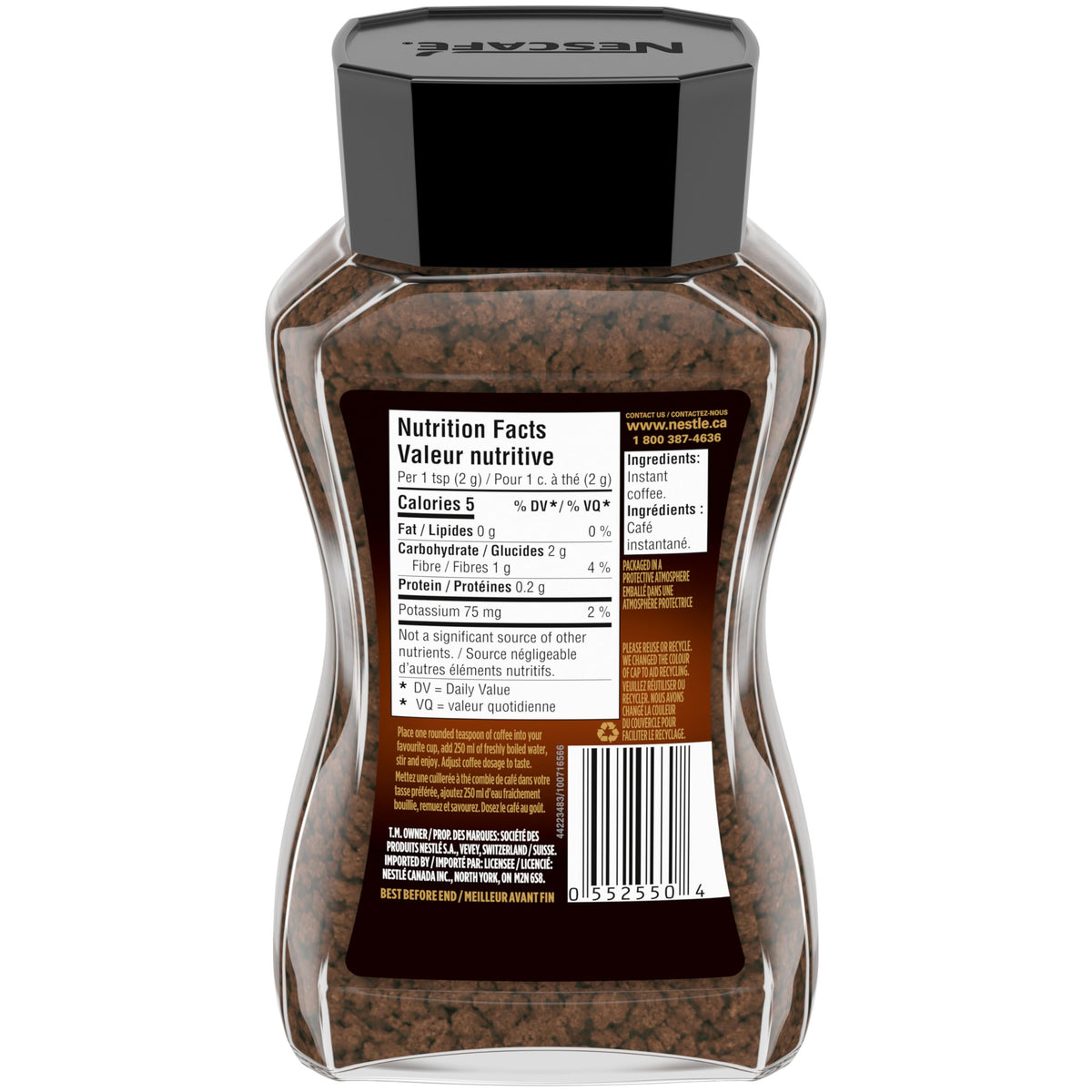 Canada-import label on NESCAFÉ Taster's Choice Classic signals authentic import quality.
