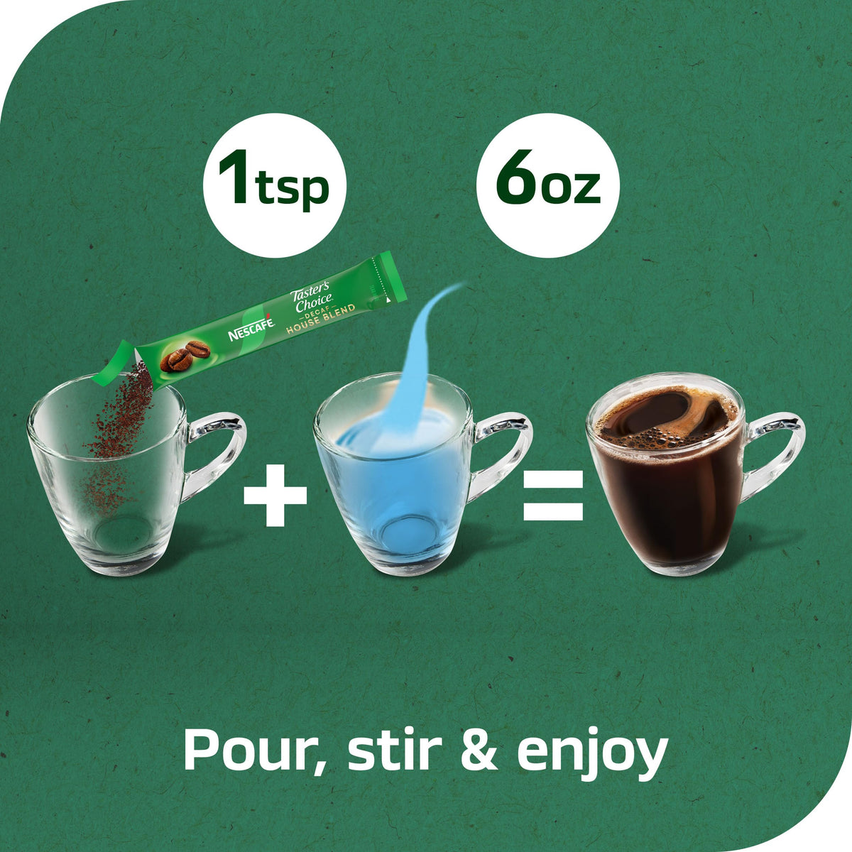 NESCAFÉ Taster's Choice Decaf cup being stirred to reveal aroma