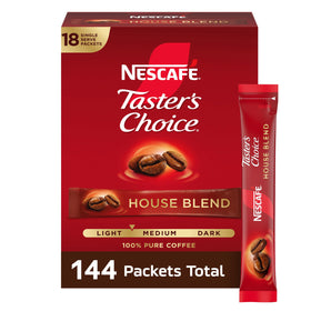 NESCAFÉ Taster's Choice House Blend boxes, convenient packaging for busy mornings.