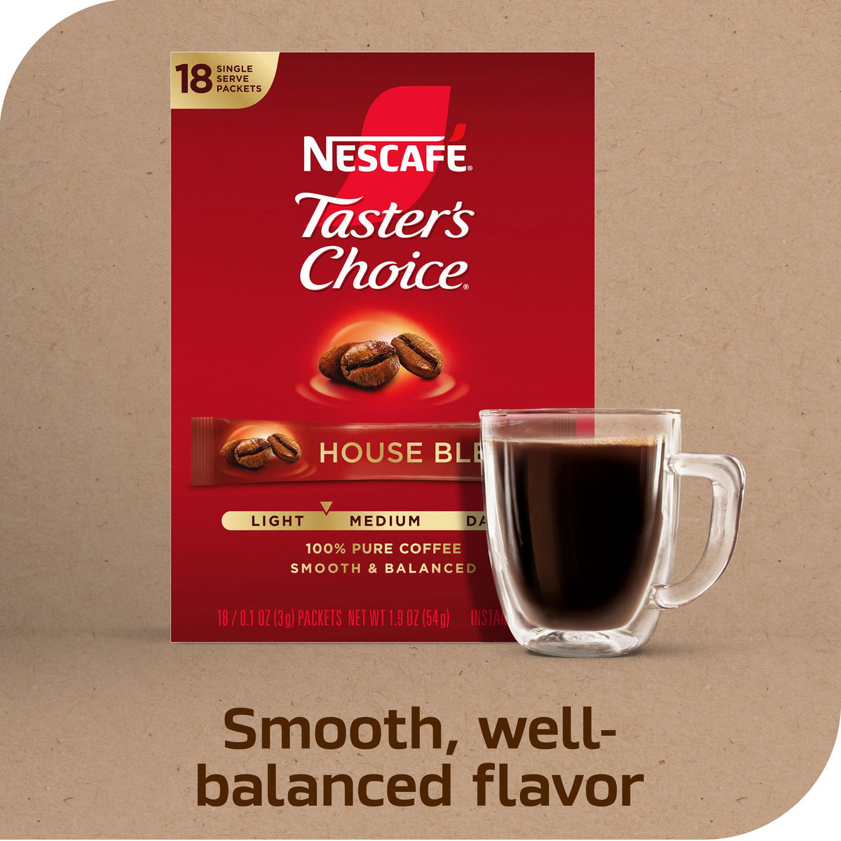NESCAFÉ Taster's Choice House Blend pour delivers a hot, ready cup.