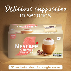 NESCAFE unsweet cappuccino being stirred for creamy texture