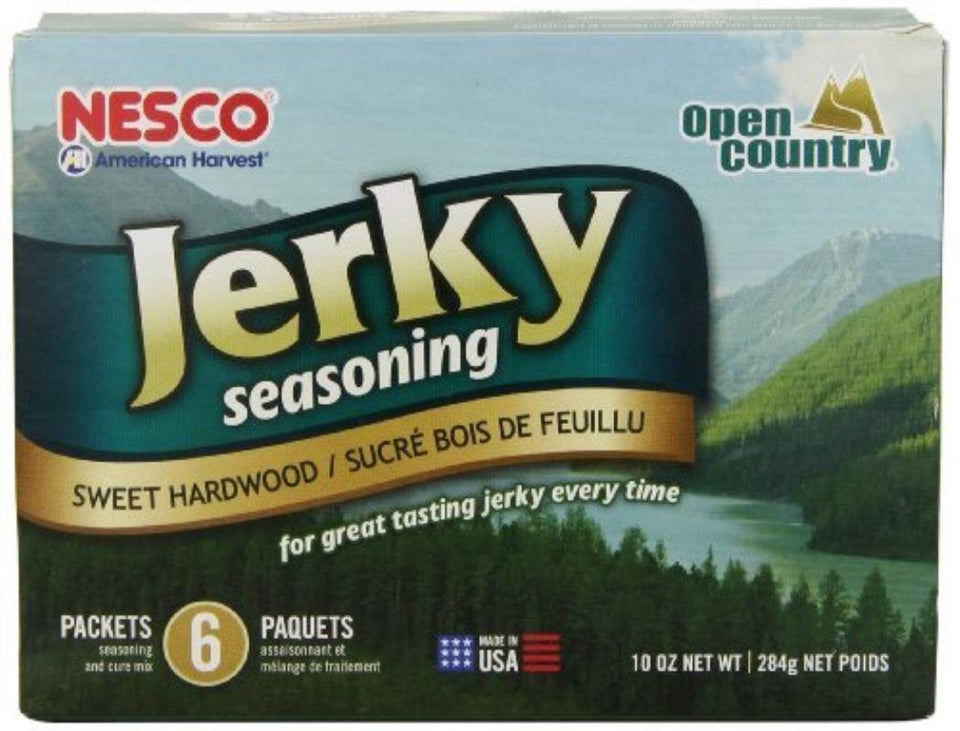 NESCO BJS-6 sweet hardwood jerky kit packaging image for home dehydration and gluten free seasoning