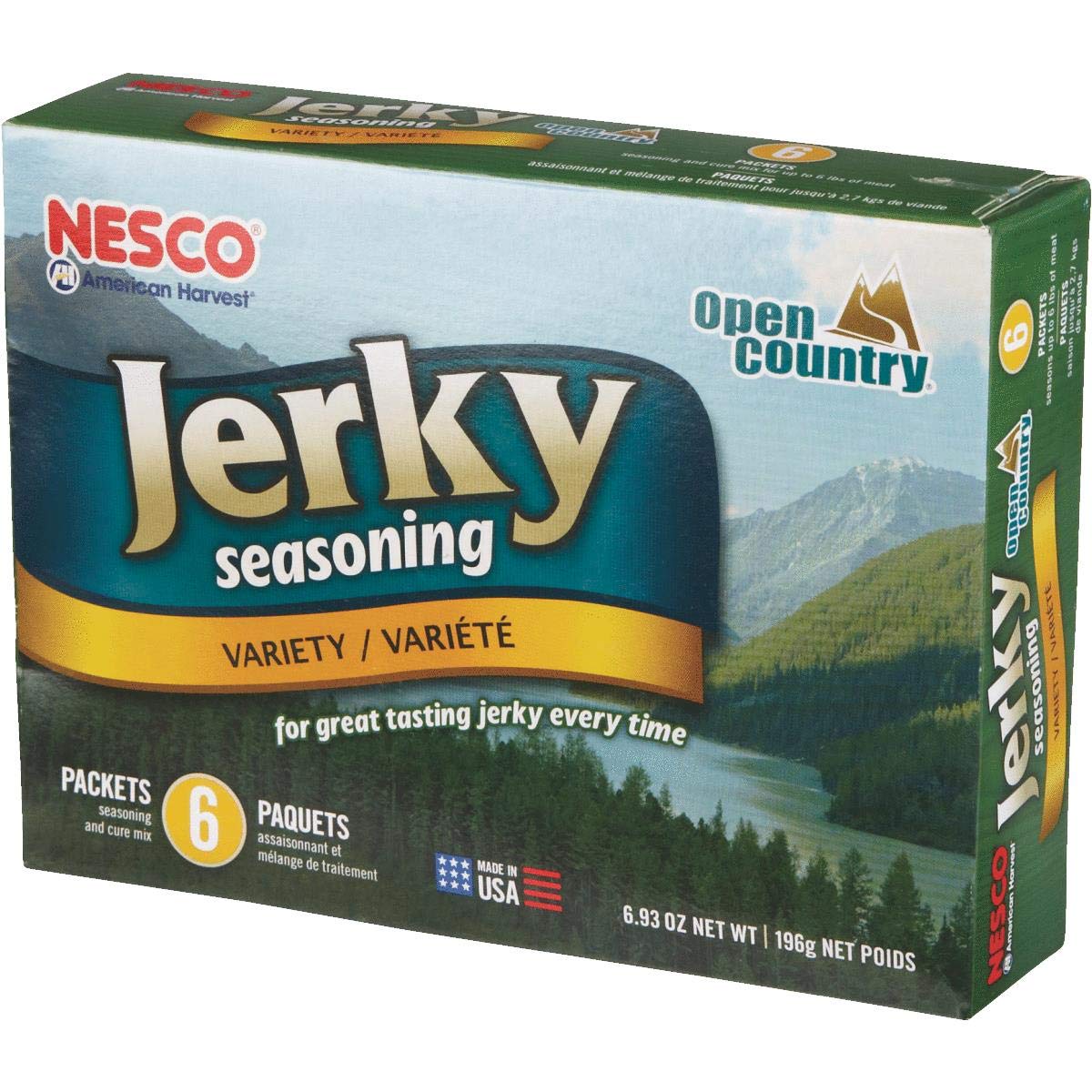 NESCO BJV-6 packets arranged showing three flavors for versatile home jerky