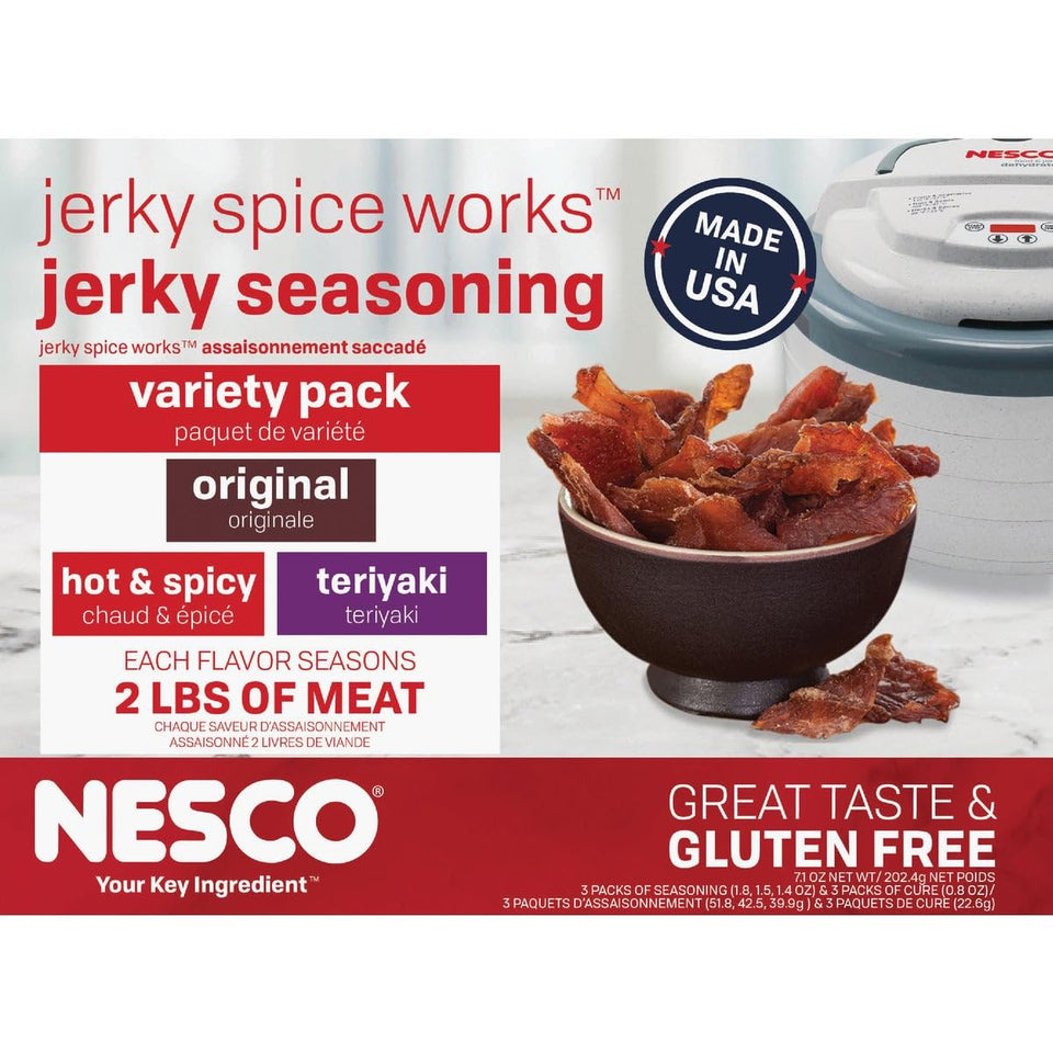 NESCO BJV-6 Jerky Spice Works box front, perfect for outdoor cooks