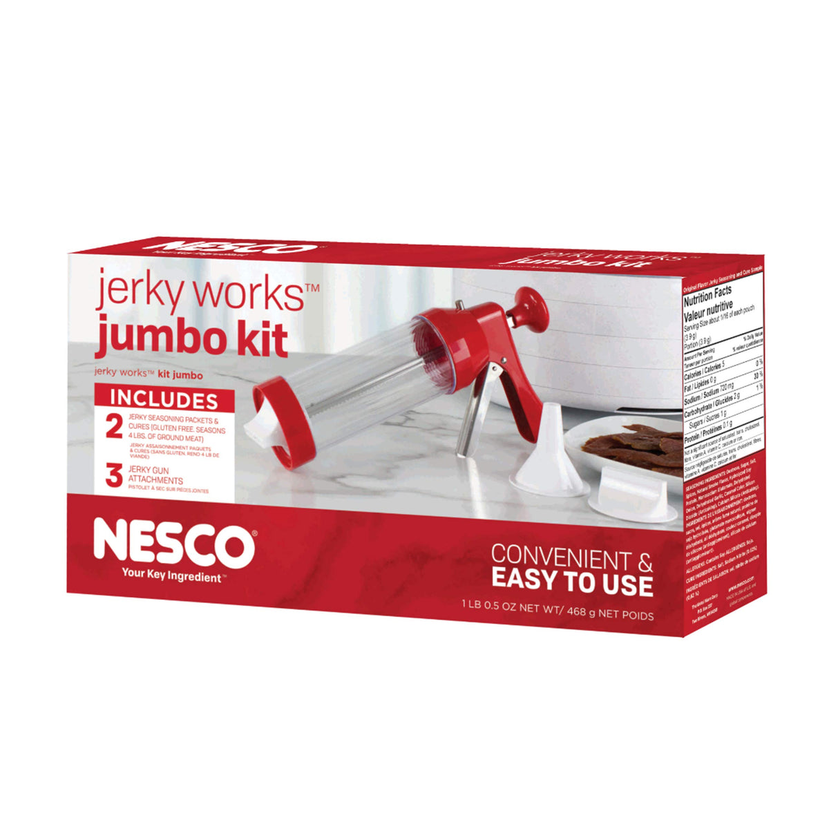 NESCO Jerky Works Jumbo Kit front view for easy homemade jerky preparation