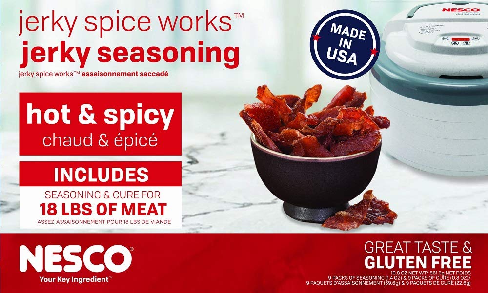 NESCO HJ-18 Jerky Spice Works hot and spicy packaging for bold flavor.