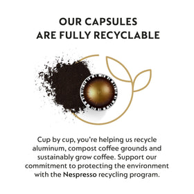 Nespresso aluminum capsules are recyclable for sustainable coffee rituals.