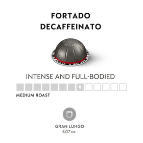 Nespresso Fortado Decaffeinato pour cup captures strong aroma and body.