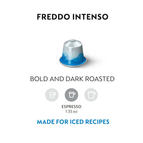 Nespresso Freddo Intenso over-ice pour highlighting intense flavor