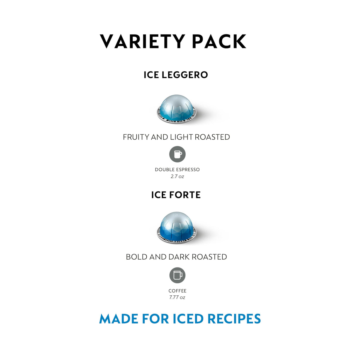 Nespresso Ice Forte capsules for bold iced espresso flavor.
