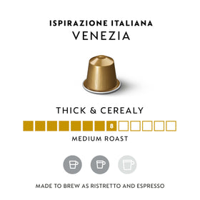 Nespresso Ispirazione Venezia capsule row showing easy daily espresso options.