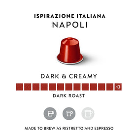 Nespresso Napoli packaging close-up highlighting eco-friendly credentials