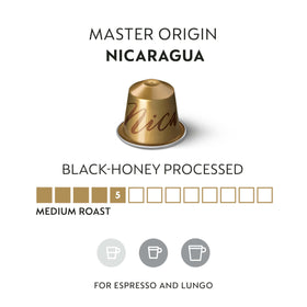 Nicaragua Master Origin sweet cereal notes enrich the espresso shot.