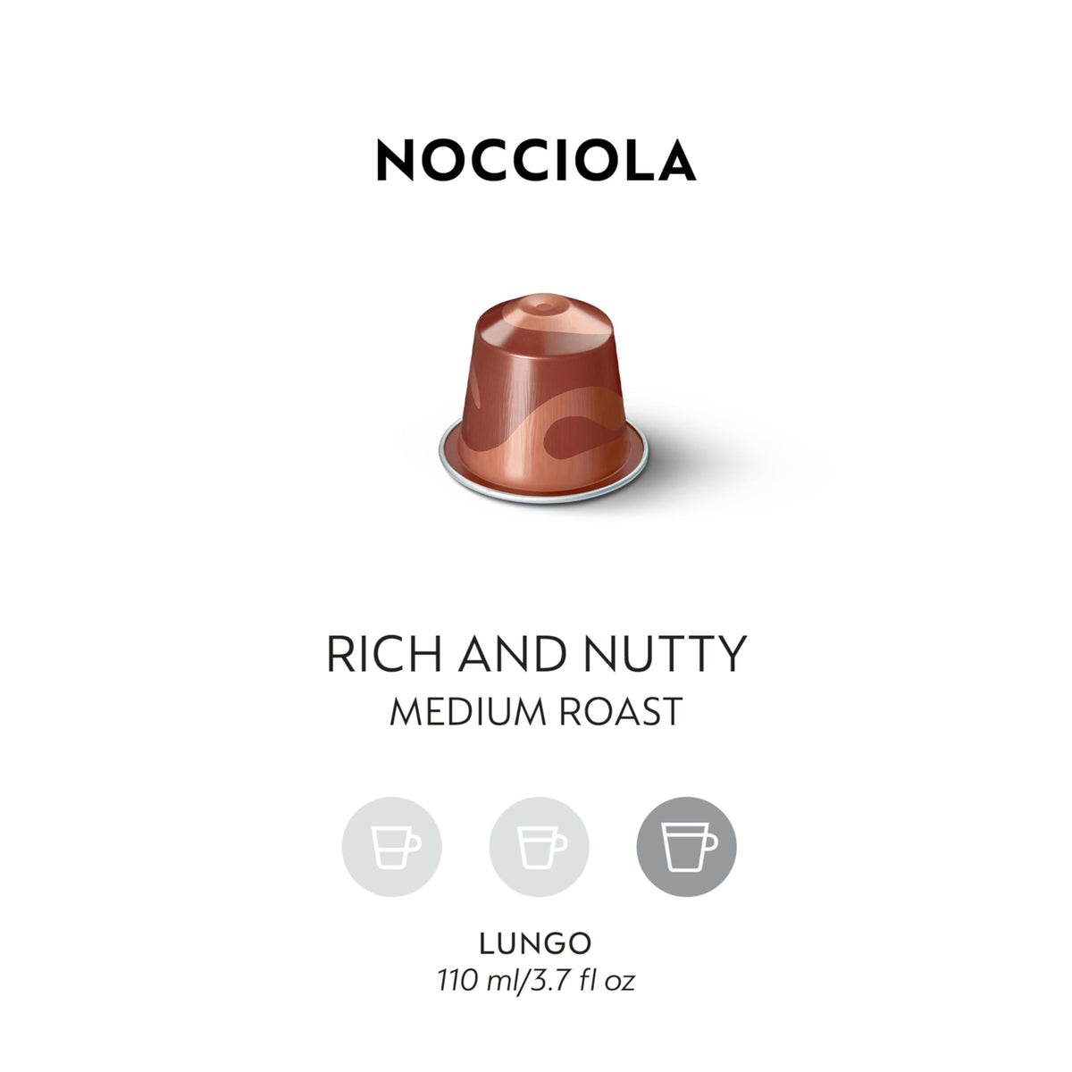 Nespresso Nocciola capsule closeup shows premium blend and quality.